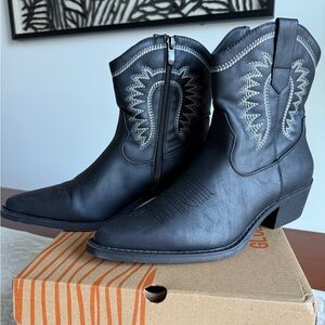 Black Cowboy Ankle Boots